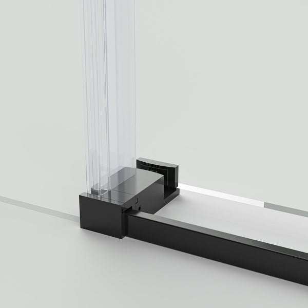 English Elm 56-60"W Frameless Sliding Shower Door with 5/16" Tempered Glass, Smooth Whisper-Quiet Rollers, Easy-Clean Coating Matt Black W1865S00162