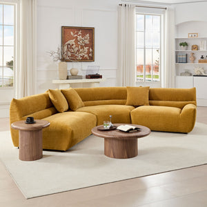 English Elm Modular Cloud Sectional Three Piece Curved Sofa with Polyester Upholstery for Living Room W2582S00203