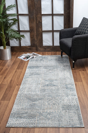English Elm Elegance Blue Area Rug 2'7"X7'3" - Durable, Stain-Resistant, Soft, Perfect For High-Traffic Spaces B186P181058