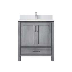 English Elm Distressed Grey 30" Bath Vanity with White Quartz Top, Soft-Close Drawer, Chrome Faucet Set, Durable B2731P259006