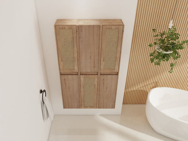 English Elm 36" Bathroom Side Cabinet - Wall-Mounted Floating Design With Soft-Close Doors & Versatile Storage W999S00341