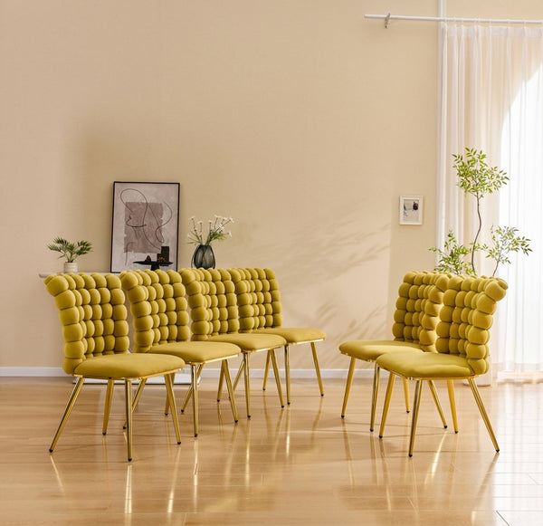 English Elm Ergonomic Velvet Accent Chair Tufted Bubble Weave Gold Legs Glam Seating W3875P446138