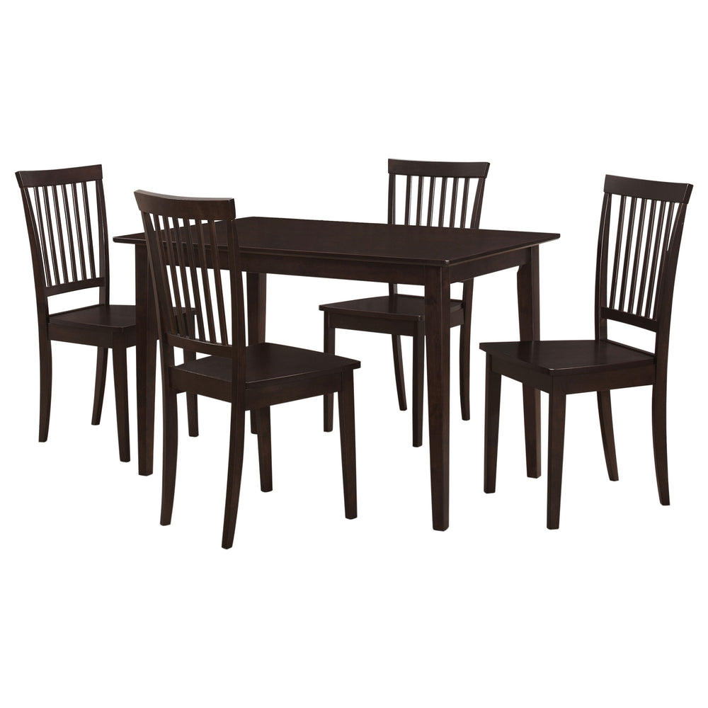 English Elm Stan Cappuccino 5-Piece Dining Set with Rectangular Table & Slat-Back Chairs for Cozy Kitchens B062P345391