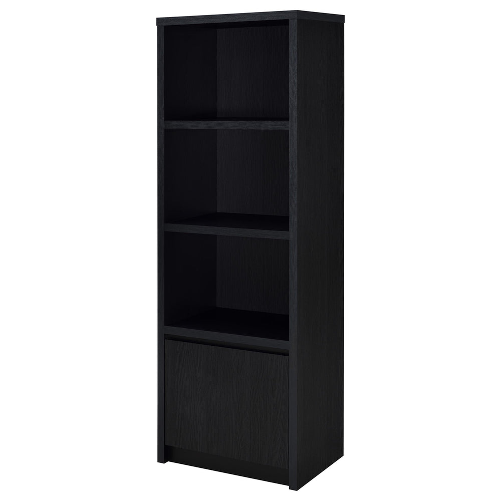 English Elm Sloat Slim Black 3-Shelf Media Tower with Cabinet — Vertical Entertainment Pier for Organized Living B062P375569
