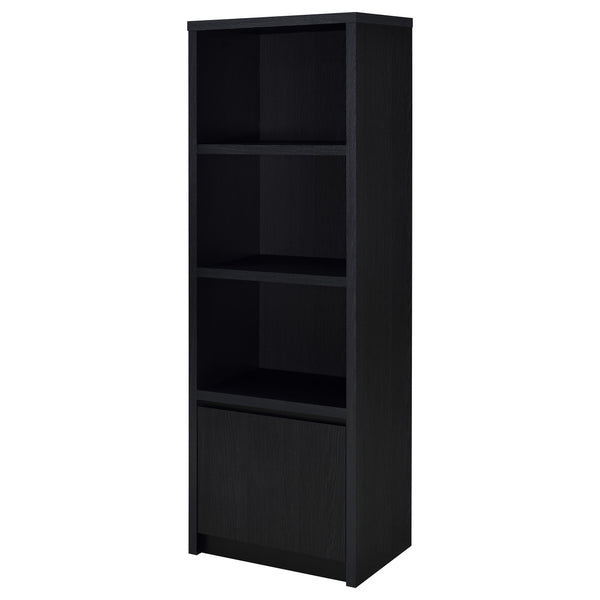 English Elm Sloat Slim Black 3-Shelf Media Tower with Cabinet — Vertical Entertainment Pier for Organized Living B062P375569