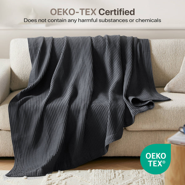English Elm 1PC Twin Cotton Waffle Blanket 300gsm Lightweight Breathable Cozy Throw for Year-Round Comfort DARK GREY 15.75 L x 12.2 W x 3.94 H B035P341137