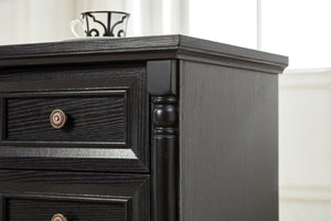 English Elm Farmhouse Rustic Nightstand with Built-in Charging Station Barn Wood Grain Storage Black W2393P324459
