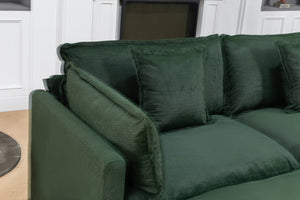 English Elm Modern Chenille Sectional Sofa with Ottoman Modular Layout for Spacious Living Rooms Antique Green W2530S00019