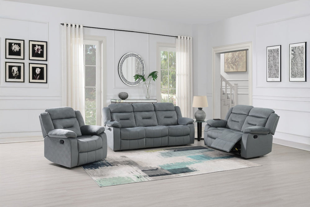 English Elm Contemporary Velvet 3 Piece Living Room Set with Tufted Sofa Loveseat and Recliner B011S02357