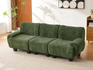 English Elm Oversized Chenille Chaise Lounge Deep Seat Sculptural Armrests Modern Living Room Retreat N763P326131F