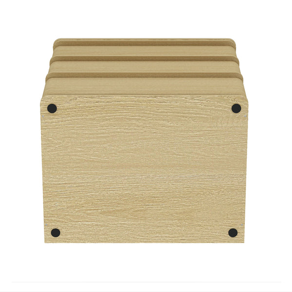 English Elm Molly 26" Nightstand Natural Oak with 3 Drawers, Rounded Corners, Pedestal Base, Modern Storage B365P398193