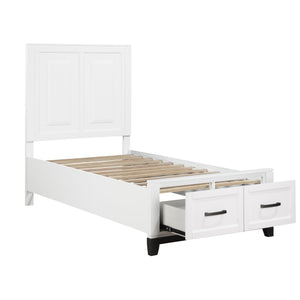 English Elm White Garretson Queen Platform Bed with Built-In Storage Drawers Rustic-Transitional Wood Frame White 49.25 L x 35.75 W x 4.5 H B011S01495