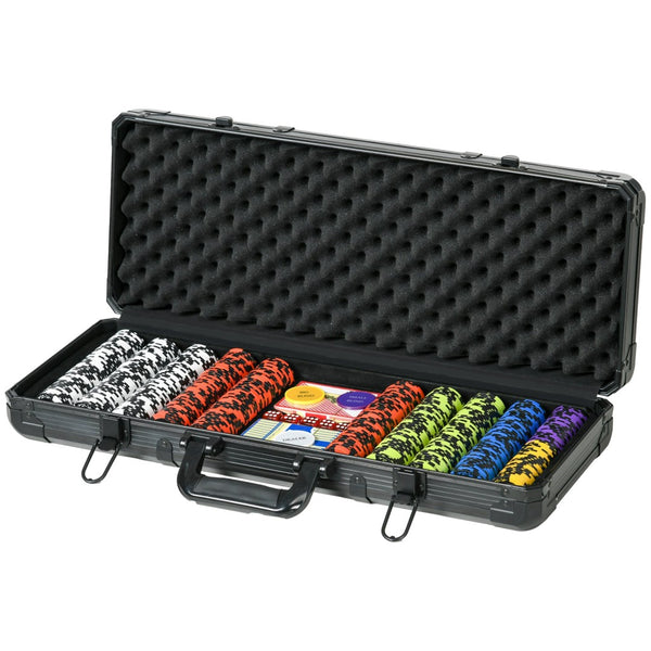 English Elm Soozier 500 Clay Poker Chip Set with Aluminum Case Two Card Decks and Dice W2225P217202
