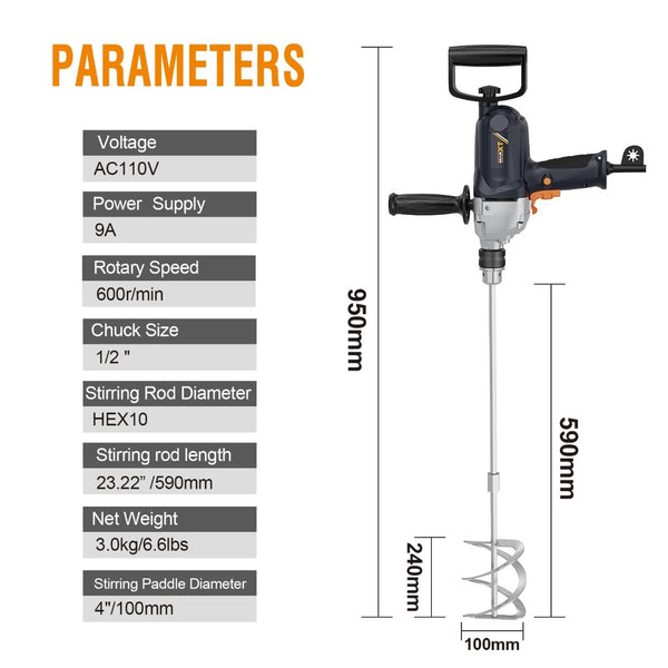 English Elm Drill Mixer Machine Corded 9a Copper Motor Variable Speed Cement Mortar Mixing Tool T3177P305036