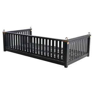 English Elm Topmax Acacia Wood Porch Swing Bed Sloped Frame Outdoor Lounger for Backyard Patio Black WF319383AAB