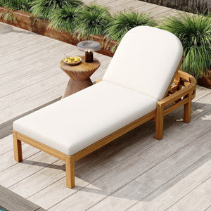 English Elm Trexm Solid Acacia Outdoor Chaise Lounge Arched Recliner for Poolside Patio Deck Light Teak N715P403786D