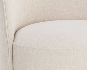 Sunpan CAVOLI Swivel Dining Chair - Modern Elegance in Effie Linen with Smooth Swivel Base for Comfort Cream 109916V