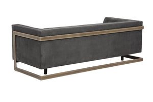 Sunpan Ekon Sofa - Boldly Refined Design with Deep Button Tufting and Rustic Bronze Steel Frame for Any Space Piccolo Pebble