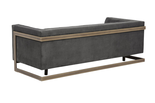 Sunpan Ekon Sofa - Boldly Refined Design with Deep Button Tufting and Rustic Bronze Steel Frame for Any Space Piccolo Pebble