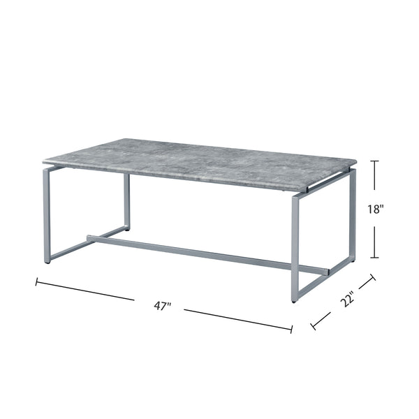 English Elm 3 Piece Rectangular Coffee and End Table Set with Sleek Veneer Finish, Metal Frame, Easy Assembly Silver B016P317313