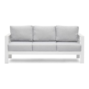 English Elm 4-piece Aluminum Outdoor Conversation Set with Rust-proof Matte Frame and Wpc Coffee Table Grey+White B082S00085