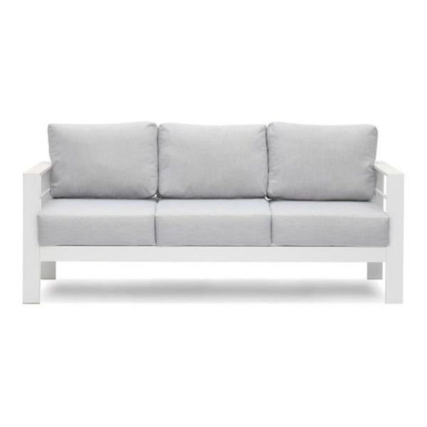English Elm 4-piece Aluminum Outdoor Conversation Set with Rust-proof Matte Frame and Wpc Coffee Table Grey+White B082S00085