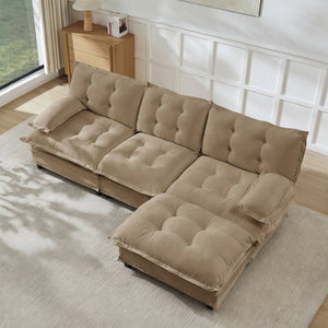 English Elm 107" Modular Cloud Sectional Chenille Deep Seat Couch with Lattice Cushions for Apartments Light Coffee W714S01707