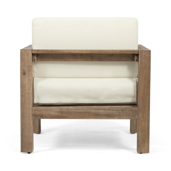 English Elm Christopher Knight Home® - GENSER Club Chair Beige Brown Acacia Wood Weather-Resistant Open Slat Seating Durable Outdoor Accent 65728.00DLBGE