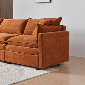English Elm Stylish Modular L-Shaped Sectional Sofa With Ottoman - Cozy Chenille Upholstered Design For Living Rooms, Apartments, And Offices W1765S00087-GIGA