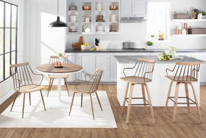 English Elm Dakota Industrial Dining Table with Antique Metal Base and Distressed Bamboo Top Seats Four Stylishly Brown B202P223340