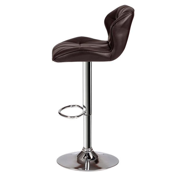 English Elm Adjustable Brown Faux Leather Barstool Set of 2 with Tufted Triangle Back, Swivel, Gas-Lift Height Adjustability B089P388376