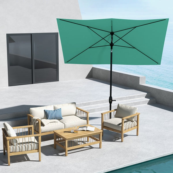 English Elm Outsunny 6.5' X 10' Rectangular Market Umbrella With Crank, Tilt & Uv Protection For Your Patio W2225P200817-GIGA