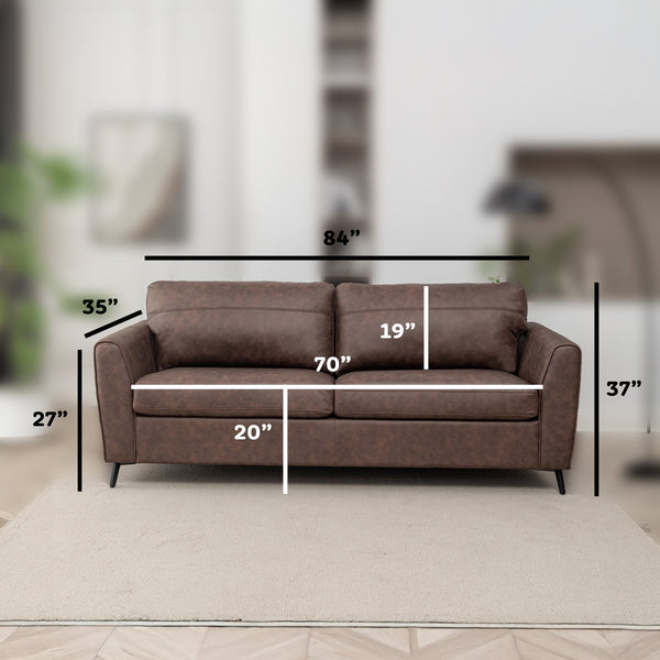 English Elm 2-Seater Convertible Sofa Bed - Stylish Faux Leather, Durable Wooden Frame, Space-Saving Comfort B347P409789