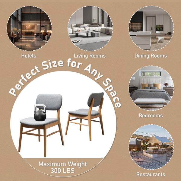 English Elm Christopher Knight Home® - Set Of 2 Mid-Century Upholstered Dining Chairs - Stylish Rubberwood Frame, Natural & Gray Finish N759P307029L