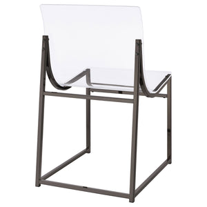 English Elm Fancher Black Nickel Acrylic Side Chairs Set of 2 — Pop Art Industrial Metal Frame, Clear Acrylic Modern Seating B062P299920