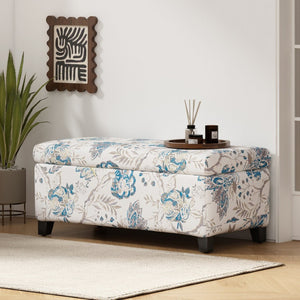 English Elm Luxury Floral Upholstered Storage Ottoman Soft Close Hinged Footrest for Any Room N767P397103B