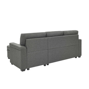 English Elm 86'' Linen Sectional Sleeper Sofa with Tufted Upholstery and Reversible Chaise Living Room B355S00010