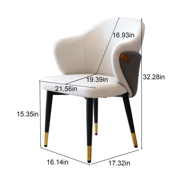 English Elm Modern Pu Leather Ergonomic Dining Chairs Mid Century Style Set of 2 for Home W2699P401049