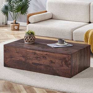 English Elm 39.3*23.6*12 Walnut Wood Grain MDF Coffee Table - No-Assembly Luxury Side Table for Modern Living Room Elegance W1512P397347