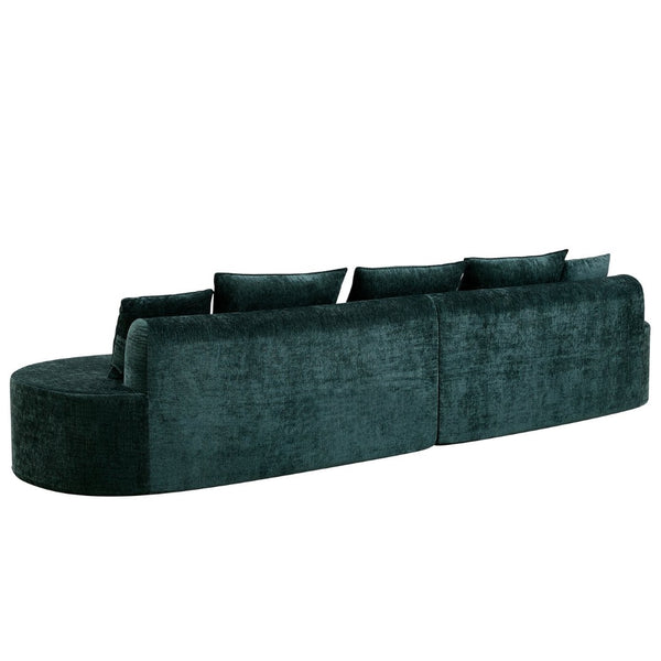 English Elm 138.6" Curved Modular Sectional Sofa Low Profile High Density Foam Living Room Lounge Dark Green N767P366006D