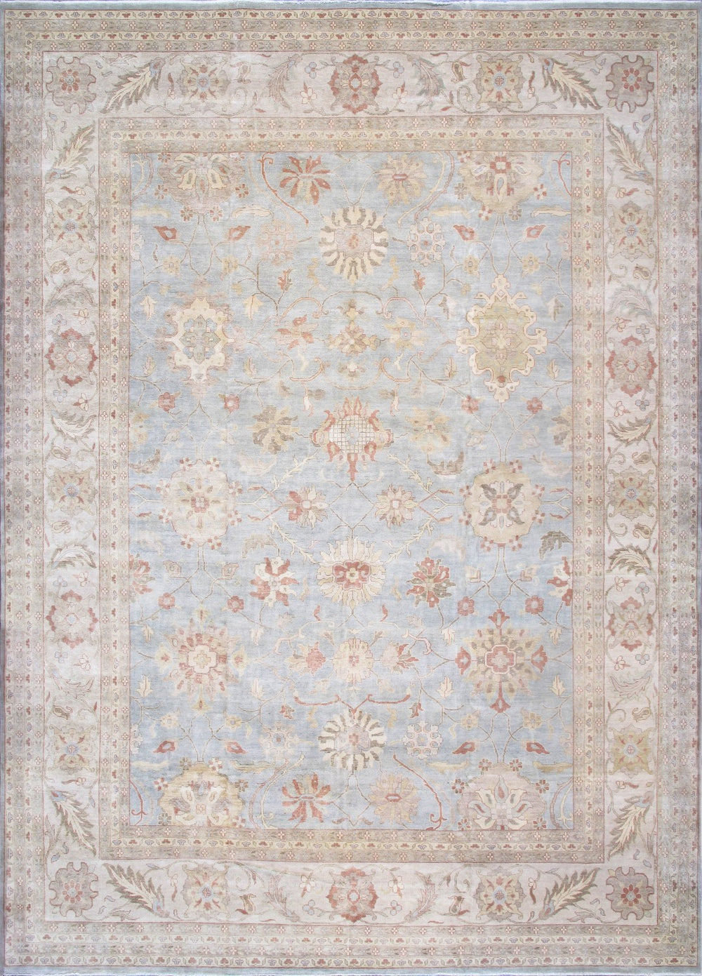 Pasargad Home Melody Collection Hand-knotted L.Blue Wool Area Rug - Timeless Elegance For Any Space   Pj-506 16x22