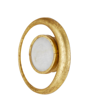 Currey & Company Muluk Wall Sconce - Vintage Elegance Meets Modern Design In Handcrafted Gold Leaf And Marble Finish Gold Metal ,Marble 5900-0059-currey-company