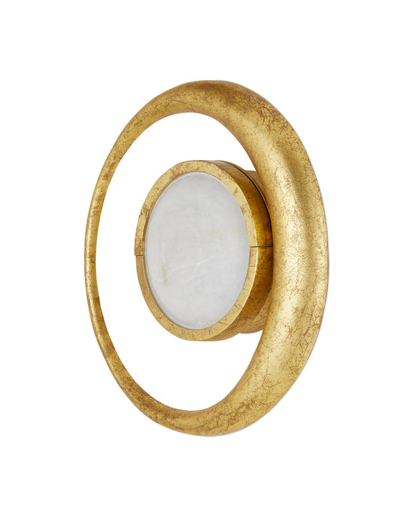 Currey & Company Muluk Wall Sconce - Vintage Elegance Meets Modern Design In Handcrafted Gold Leaf And Marble Finish Gold Metal ,Marble 5900-0059-currey-company