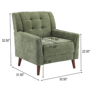 English Elm Mid-century Waffle Tufted Club Chair Solid Wood Splayed Legs Reading Lounge Accent Green,Walnut N776P379535G