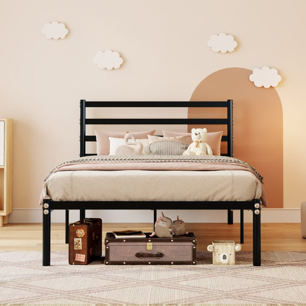 English Elm Bunk Bed Twin Over Heavy Duty Iron Frame with Guardrail for Teens and Adults W3752P464700