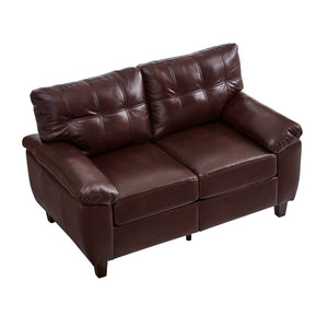 English Elm 59" Club Style Tufted Pu Leather Loveseat with Hidden Storage and Wide Padded Armrests Burgundy W1097S00244