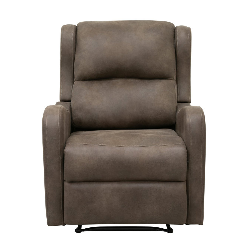 English Elm Microfiber Durant Brown Recliner Chair with Pull-Tab Recline, Polished Microfiber Upholstery, Cozy Seat B011P207534