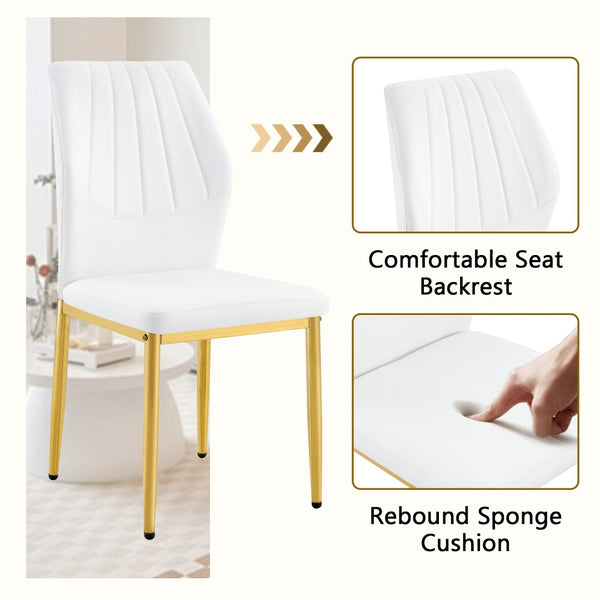 English Elm Table and Chair Set Marble Glass Top Gold Legs Modern Dining for Small Spaces W1151S04637