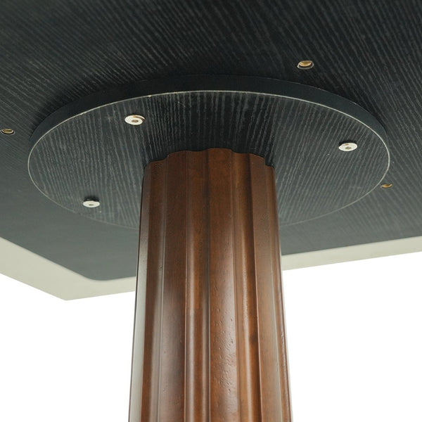 English Elm Modern Square Dining Table - 33.5" Sintered Stone Top With Wood Legs & Gold Base For Small Spaces P2 W1535S00599-GIGA