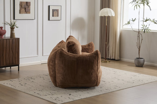 English Elm Giant Ultra Soft Fluffy Loveseat Bean Bag Sofa for Adults, Oversized Shredded Foam Couch with Pillows Brown W3723P353895
